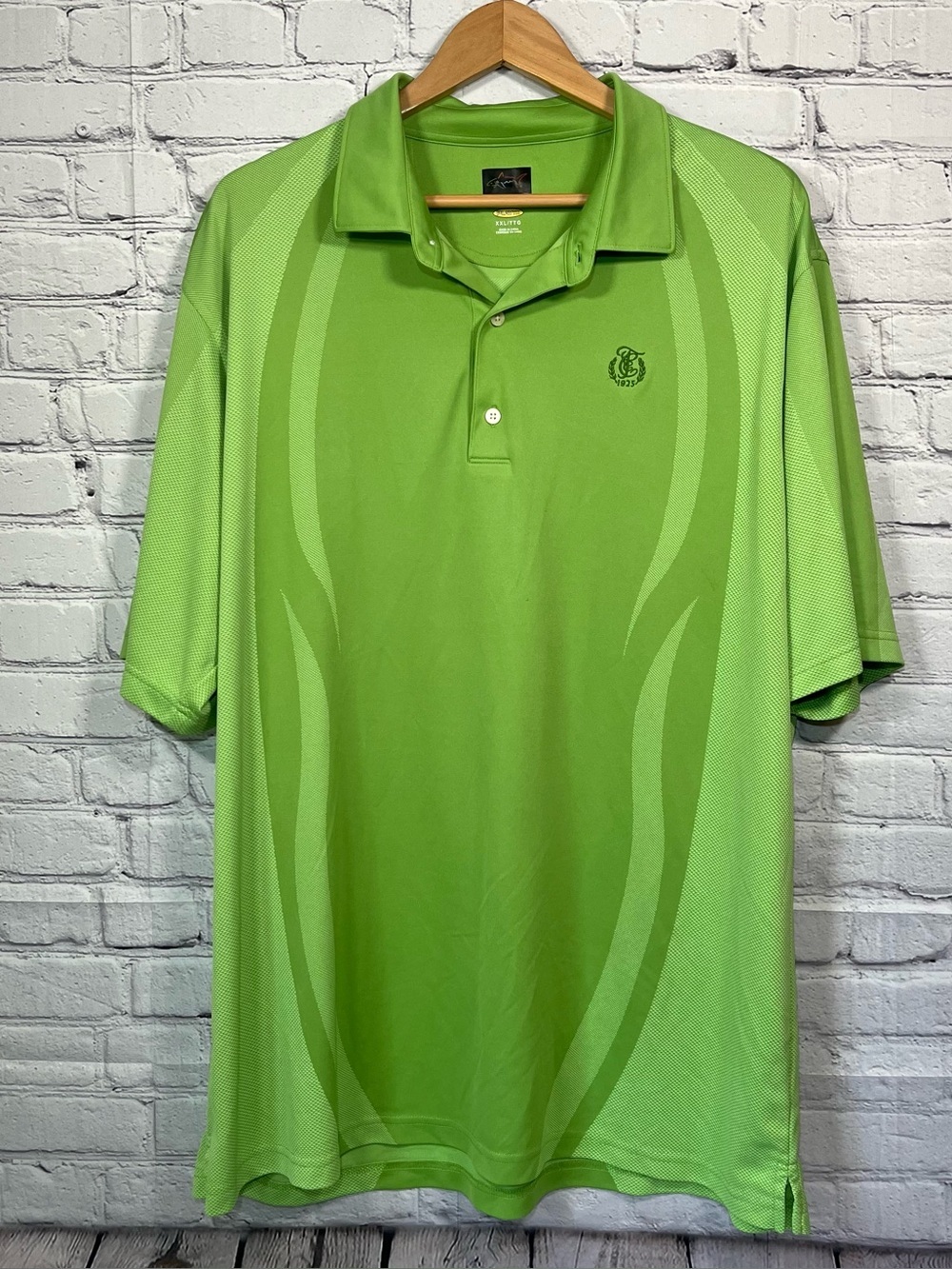 Greg Norman Play Dry Geometric Polo Shirt Mens Size XXL Green Athletic Stretch